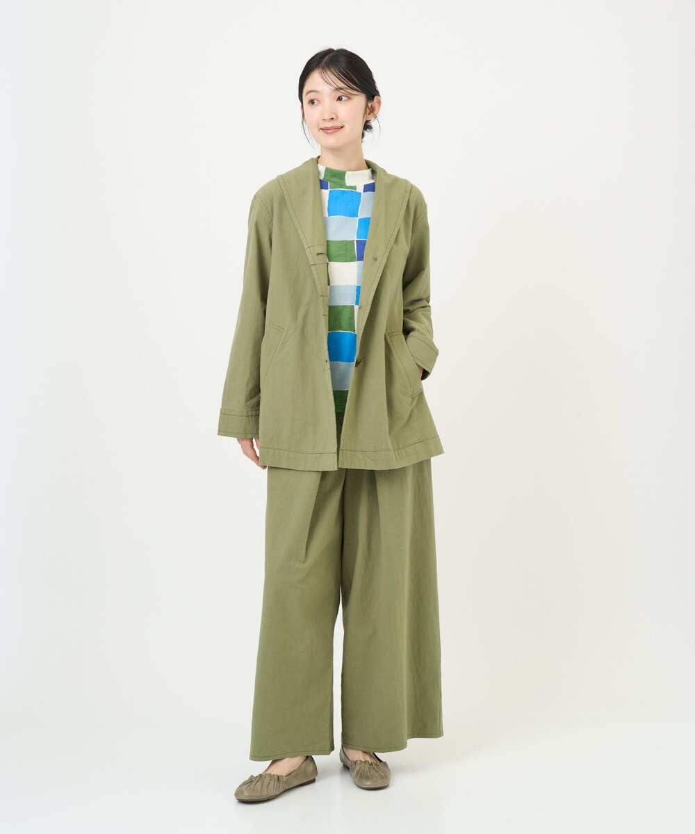 NGKEF16200 GIANNI LO GIUDICE(ジャンニ ロ ジュディチェ) [洗える・日本製]コットン天竺ブロックチェックプリントカットソー ブルーネイビー