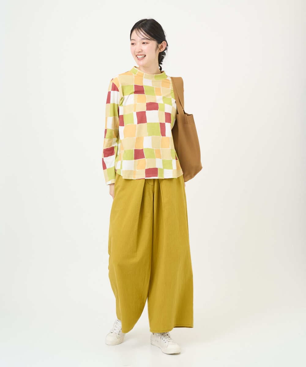 NGKEF16200 GIANNI LO GIUDICE(ジャンニ ロ ジュディチェ) [洗える・日本製]コットン天竺ブロックチェックプリントカットソー ブルーネイビー