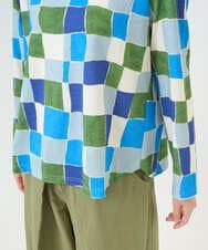 NGKEF16200 GIANNI LO GIUDICE(ジャンニ ロ ジュディチェ) [洗える・日本製]コットン天竺ブロックチェックプリントカットソー ブルーネイビー