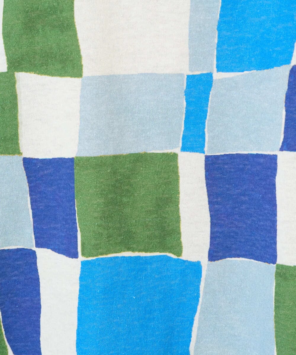 NGKEF16200 GIANNI LO GIUDICE(ジャンニ ロ ジュディチェ) [洗える・日本製]コットン天竺ブロックチェックプリントカットソー ブルーネイビー