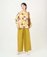 NGKEF16200 GIANNI LO GIUDICE(ジャンニ ロ ジュディチェ) [洗える・日本製]コットン天竺ブロックチェックプリントカットソー イエローベージュ