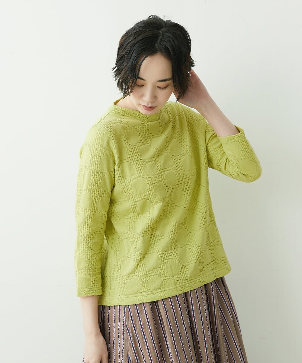 NGKET05130 GIANNI LO GIUDICE(ジャンニ ロ ジュディチェ) [日本製]MVSドットシャーリングハイネックカットソー グリーン