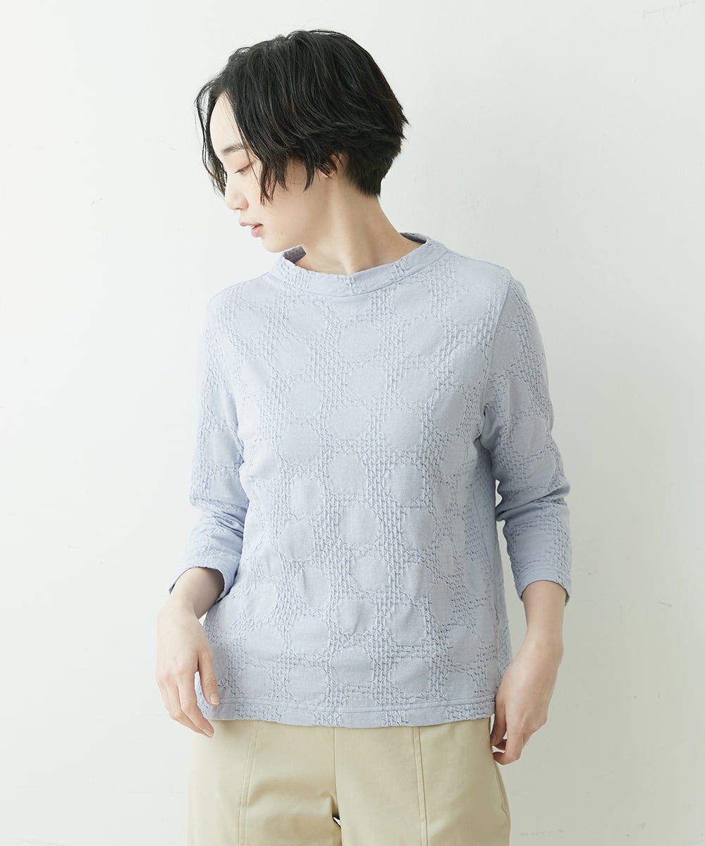 NGKET05130 GIANNI LO GIUDICE(ジャンニ ロ ジュディチェ) [日本製]MVSドットシャーリングハイネックカットソー ライトブルー