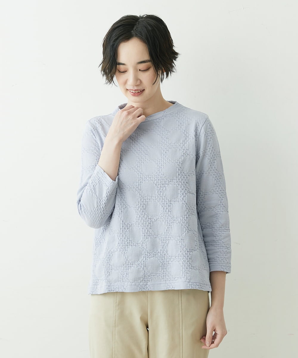 NGKET05130 GIANNI LO GIUDICE(ジャンニ ロ ジュディチェ) [日本製]MVSドットシャーリングハイネックカットソー ライトブルー