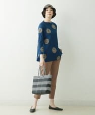 NGKET10250 GIANNI LO GIUDICE(ジャンニ ロ ジュディチェ) [日本製]綿麻カットドットジャガードプルオーバー ネイビー