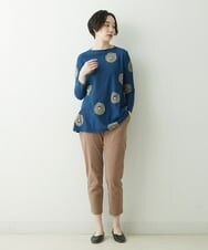 NGKET10250 GIANNI LO GIUDICE(ジャンニ ロ ジュディチェ) [日本製]綿麻カットドットジャガードプルオーバー ネイビー