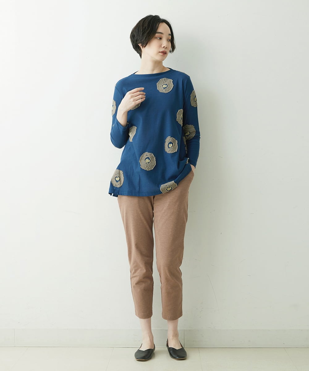 NGKET10250 GIANNI LO GIUDICE(ジャンニ ロ ジュディチェ) [日本製]綿麻カットドットジャガードプルオーバー ネイビー