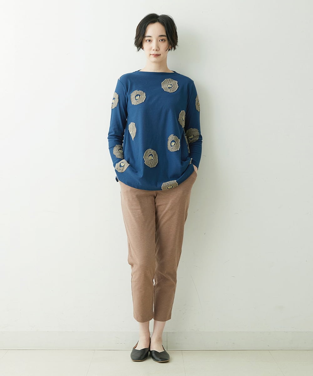 NGKET10250 GIANNI LO GIUDICE(ジャンニ ロ ジュディチェ) [日本製]綿麻カットドットジャガードプルオーバー ネイビー