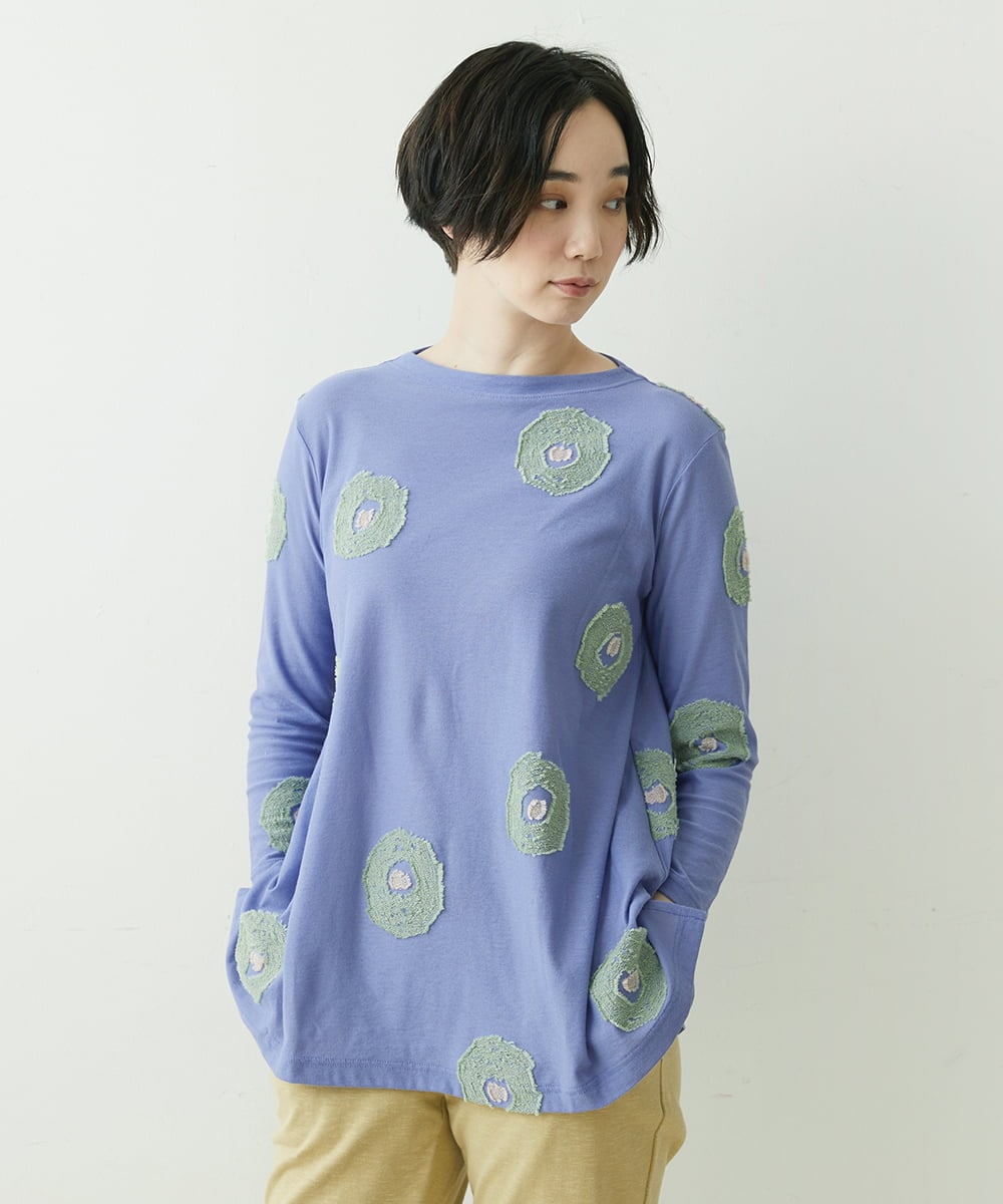 NGKET10250 GIANNI LO GIUDICE(ジャンニ ロ ジュディチェ) [日本製]綿麻カットドットジャガードプルオーバー パープル
