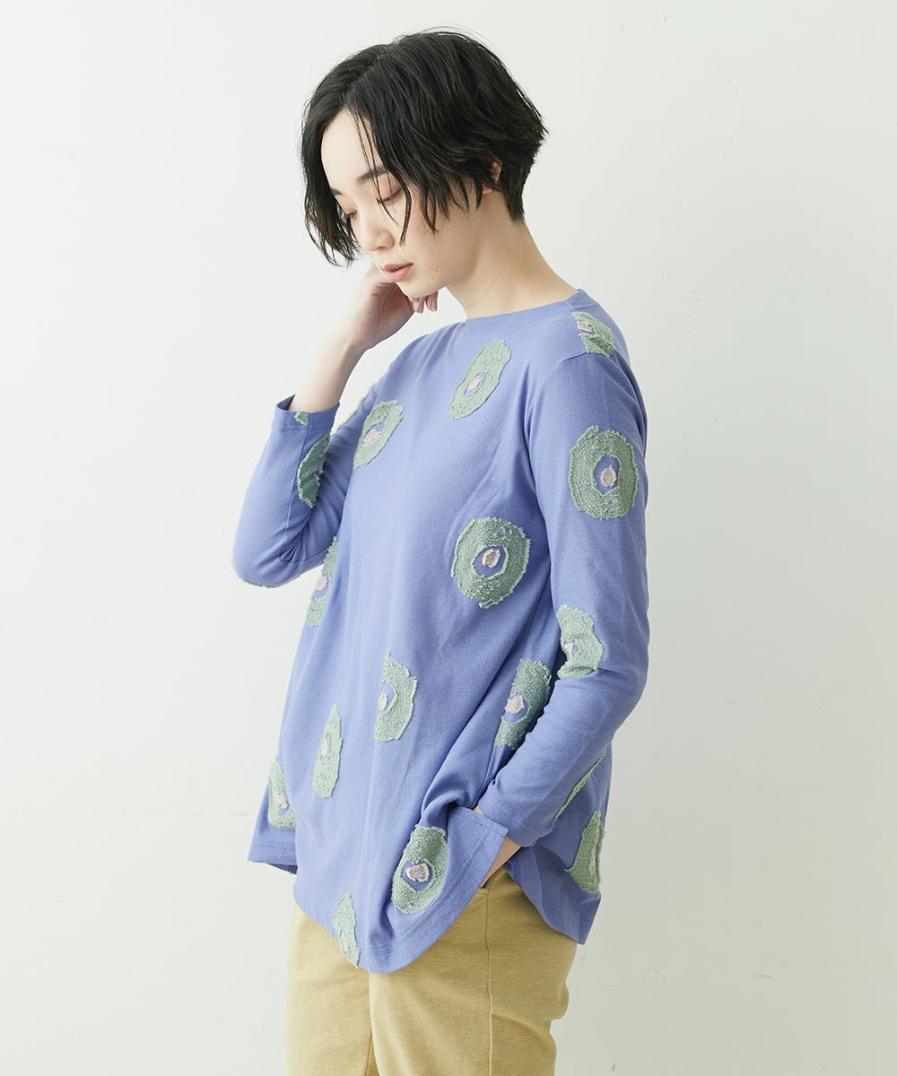 NGKET10250 GIANNI LO GIUDICE(ジャンニ ロ ジュディチェ) [日本製]綿麻カットドットジャガードプルオーバー パープル