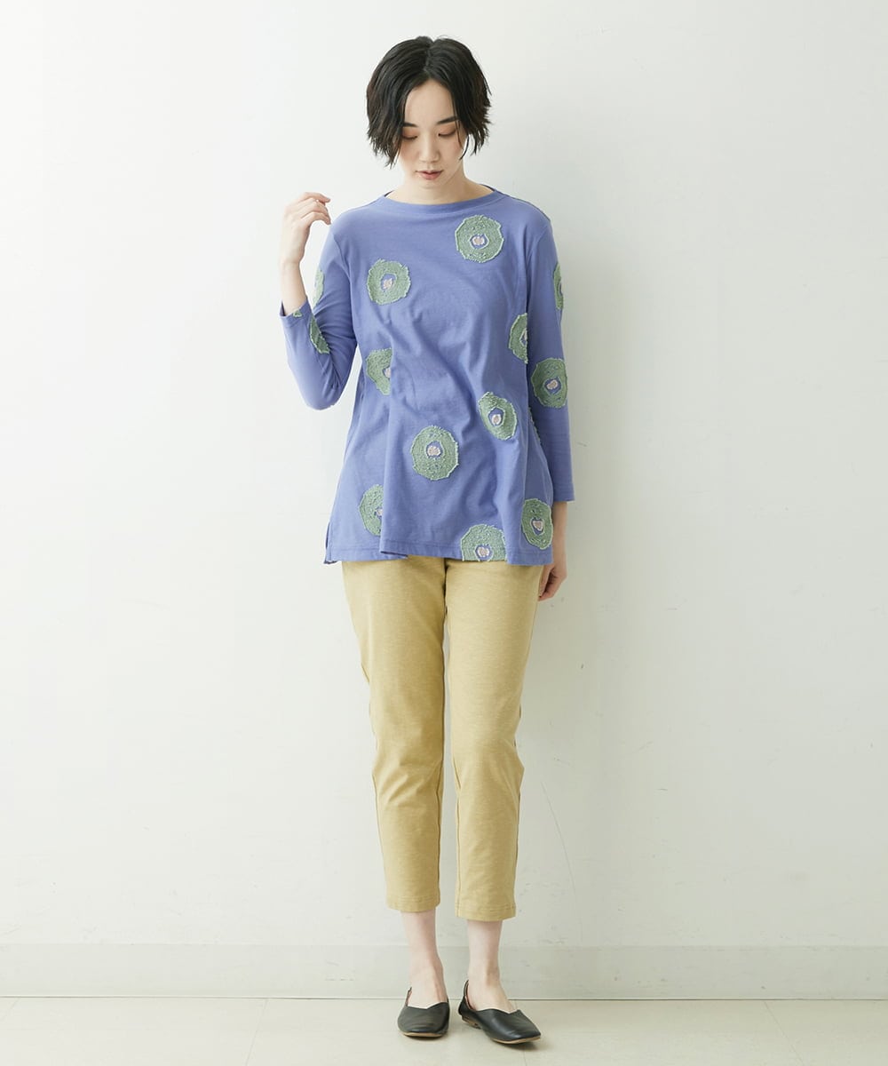 NGKET10250 GIANNI LO GIUDICE(ジャンニ ロ ジュディチェ) [日本製]綿麻カットドットジャガードプルオーバー パープル