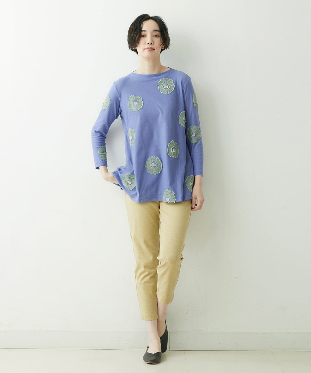 NGKET10250 GIANNI LO GIUDICE(ジャンニ ロ ジュディチェ) [日本製]綿麻カットドットジャガードプルオーバー パープル
