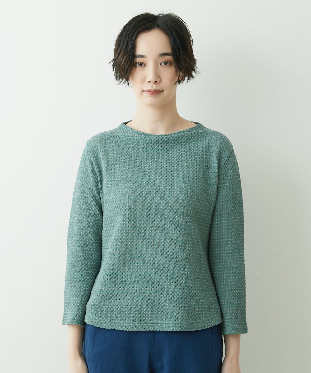 NGKET12230 GIANNI LO GIUDICE(ジャンニ ロ ジュディチェ) [日本製]ドットツイストジャガードプルオーバー ライトグリーン
