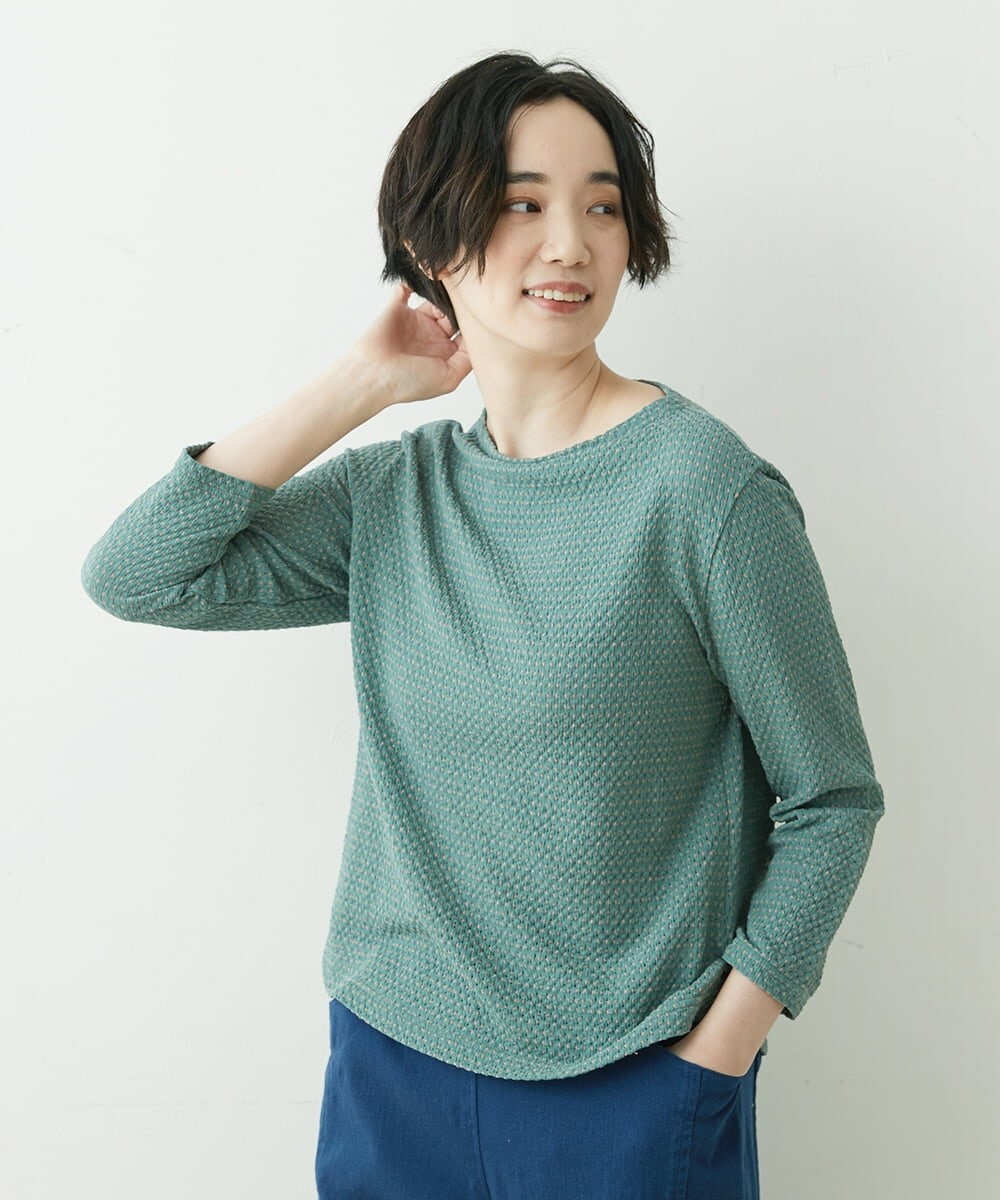 NGKET12230 GIANNI LO GIUDICE(ジャンニ ロ ジュディチェ) [日本製]ドットツイストジャガードプルオーバー ライトグリーン