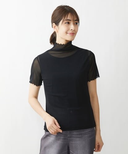 NGKET23085  [洗える・日本製]ナイロンチュールカットソー