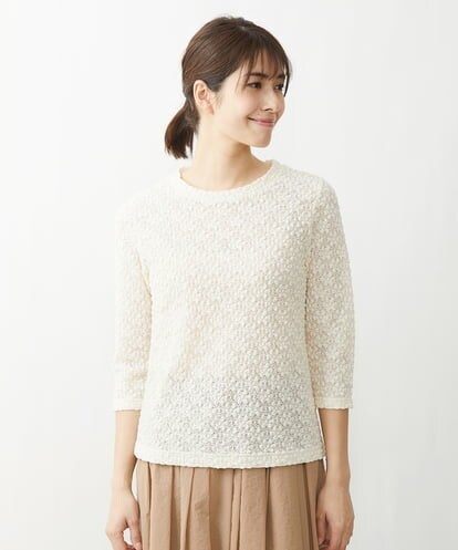 NGKET24130 GIANNI LO GIUDICE [洗える]ストレッチレースジャージカットソー