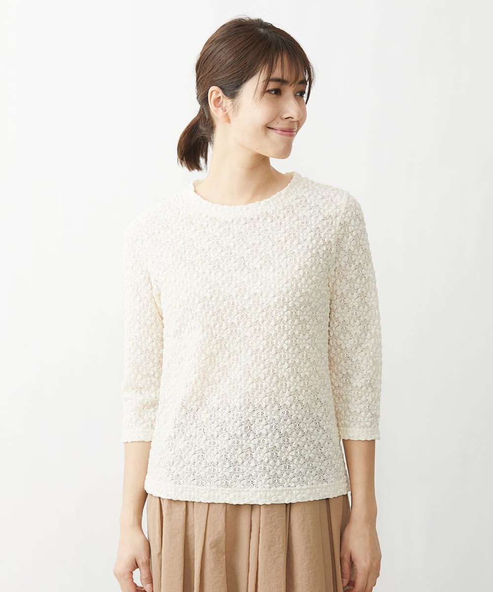 NGKET24130 GIANNI LO GIUDICE [洗える]ストレッチレースジャージカットソー
