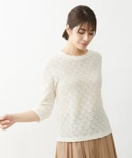 NGKET24130 GIANNI LO GIUDICE(ジャンニ ロ ジュディチェ) [洗える]ストレッチレースジャージカットソー オフホワイト
