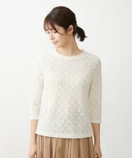 NGKET24130 GIANNI LO GIUDICE(ジャンニ ロ ジュディチェ) [洗える]ストレッチレースジャージカットソー オフホワイト