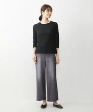 NGKET24130 GIANNI LO GIUDICE(ジャンニ ロ ジュディチェ) [洗える]ストレッチレースジャージカットソー ブラック