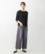 NGKET24130 GIANNI LO GIUDICE(ジャンニ ロ ジュディチェ) [洗える]ストレッチレースジャージカットソー ブラック