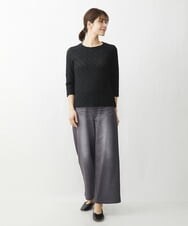 NGKET24130 GIANNI LO GIUDICE(ジャンニ ロ ジュディチェ) [洗える]ストレッチレースジャージカットソー ブラック