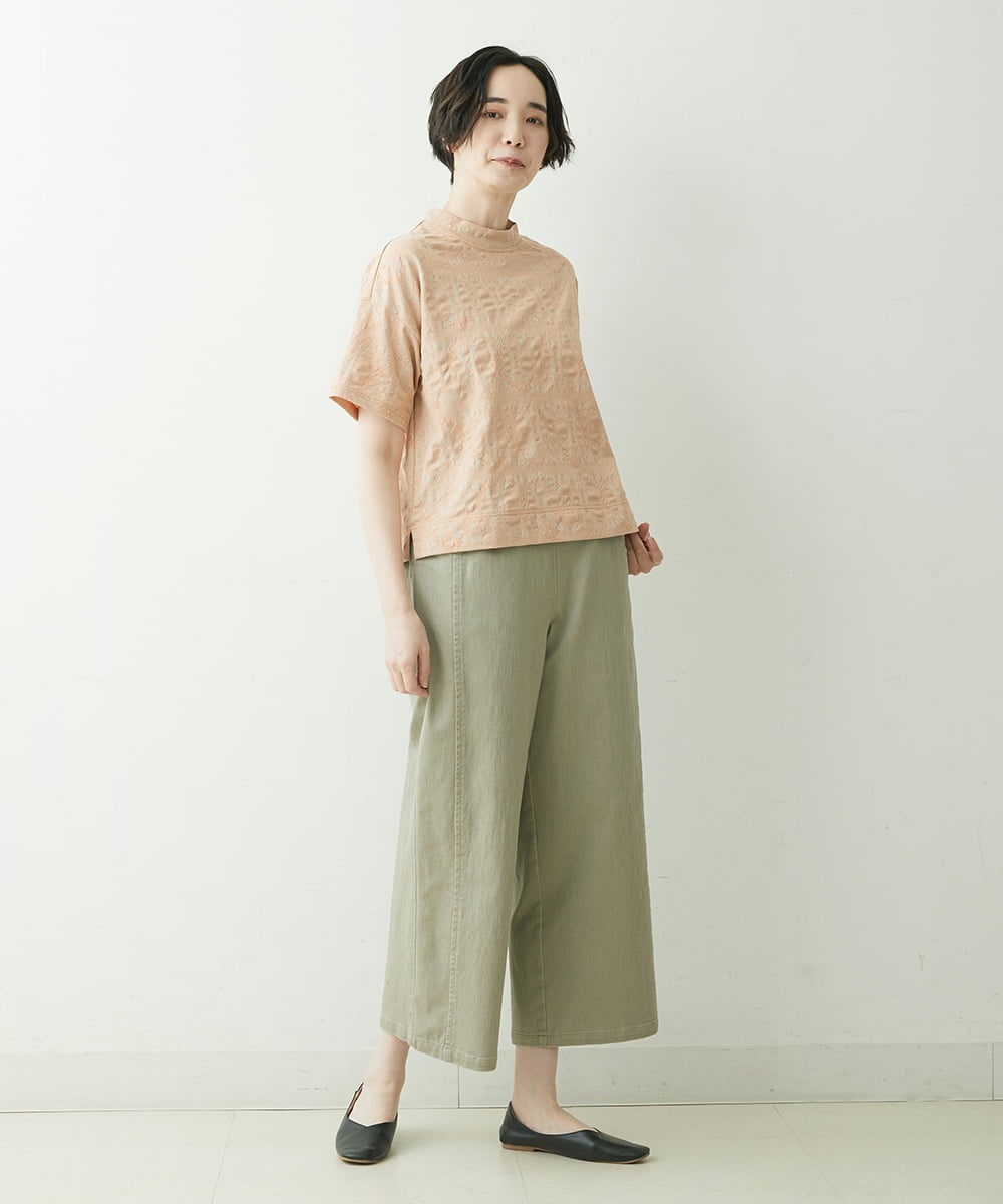 NGKET26180 GIANNI LO GIUDICE(ジャンニ ロ ジュディチェ) [洗える・日本製]サークルジャガードカットソー オレンジ