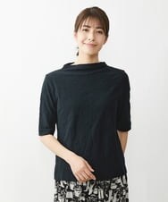 NGKET28130 GIANNI LO GIUDICE(ジャンニ ロ ジュディチェ) [洗える・日本製]キョウネンジャガード半袖カットソー ブラック