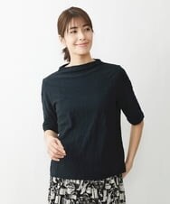 NGKET28130 GIANNI LO GIUDICE(ジャンニ ロ ジュディチェ) [洗える・日本製]キョウネンジャガード半袖カットソー ブラック