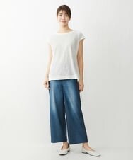 NGKEU27110 GIANNI LO GIUDICE(ジャンニ ロ ジュディチェ) [洗える・日本製]キョウネンジャガードフレンチスリーブカットソー ホワイト