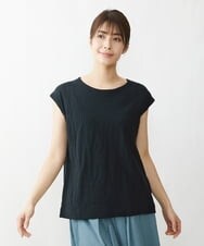 NGKEU27110 GIANNI LO GIUDICE(ジャンニ ロ ジュディチェ) [洗える・日本製]キョウネンジャガードフレンチスリーブカットソー ブラック