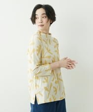 NGKEU31230 GIANNI LO GIUDICE(ジャンニ ロ ジュディチェ) [洗える・日本製]ふくれリーフ柄ジャガードプルオーバー イエロー