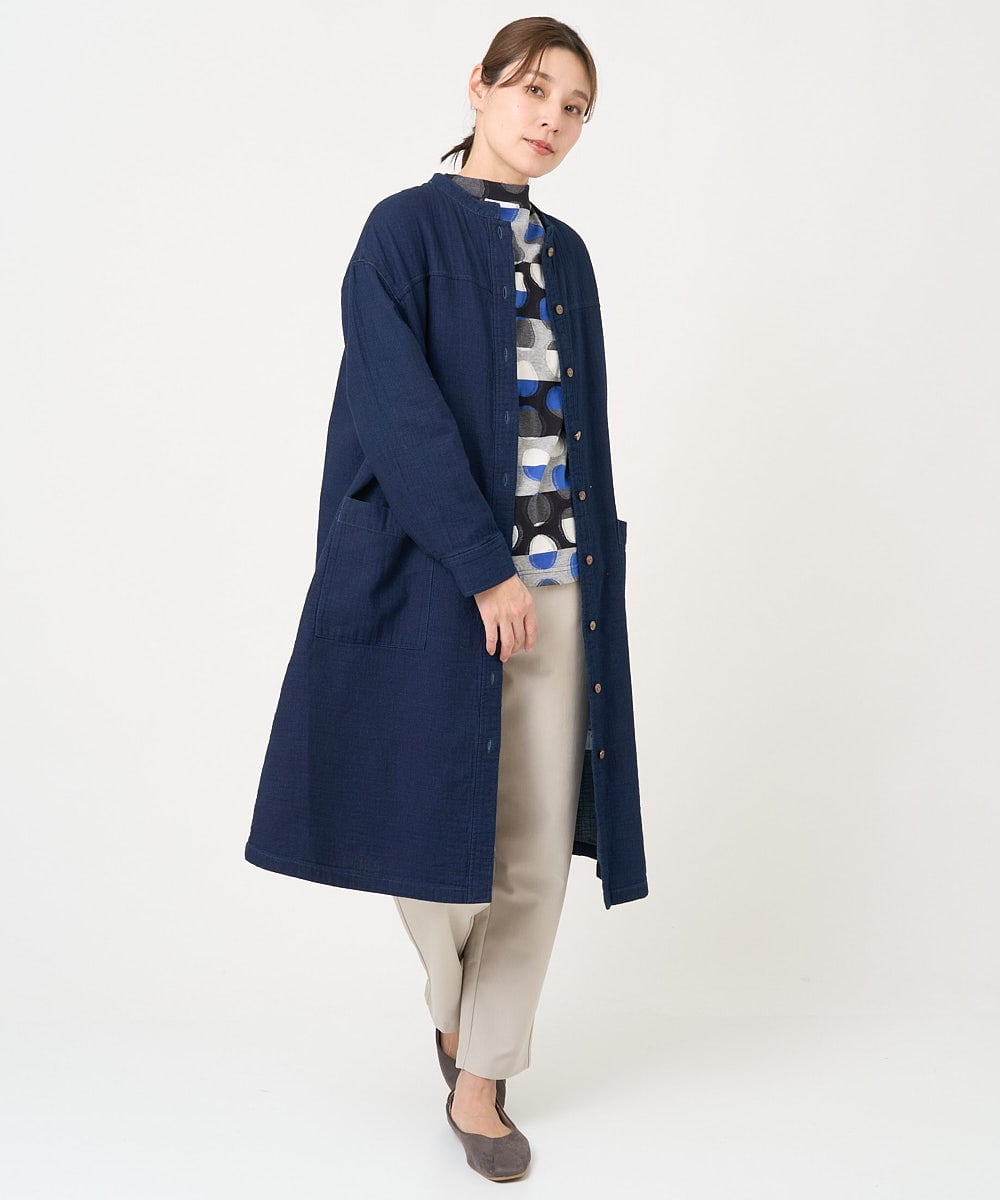 NGKEV21220 GIANNI LO GIUDICE(ジャンニ ロ ジュディチェ) [洗える・日本製]ボーダードット総柄カットソー ネイビー