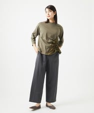 NGKGA30230 GIANNI LO GIUDICE(ジャンニ ロ ジュディチェ) [洗える]コットン天竺シャーリングフラワーカットソー カーキ