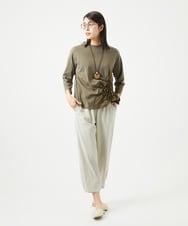 NGKGA30230 GIANNI LO GIUDICE(ジャンニ ロ ジュディチェ) [洗える]コットン天竺シャーリングフラワーカットソー カーキ
