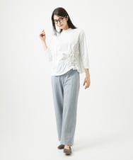 NGKGA30230 GIANNI LO GIUDICE(ジャンニ ロ ジュディチェ) [洗える]コットン天竺シャーリングフラワーカットソー ホワイト