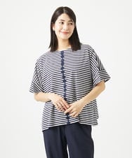 NGKGA31250 GIANNI LO GIUDICE(ジャンニ ロ ジュディチェ) [洗える・日本製]コンパクトボーダーフラワーモチーフカットソー ライトグレー