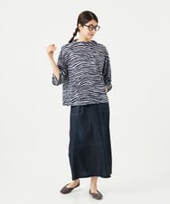 NGKGA51360 GIANNI LO GIUDICE(ジャンニ ロ ジュディチェ) [洗える・日本製]ラミー天竺ゼブラプリントカットソー ネイビー