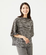 NGKGA51360 GIANNI LO GIUDICE(ジャンニ ロ ジュディチェ) [洗える・日本製]ラミー天竺ゼブラプリントカットソー ブラウン