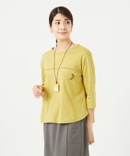 NGKGA52210 GIANNI LO GIUDICE(ジャンニ ロ ジュディチェ) [洗える]アンチスウェットステッチ刺繍カットソー イエロー