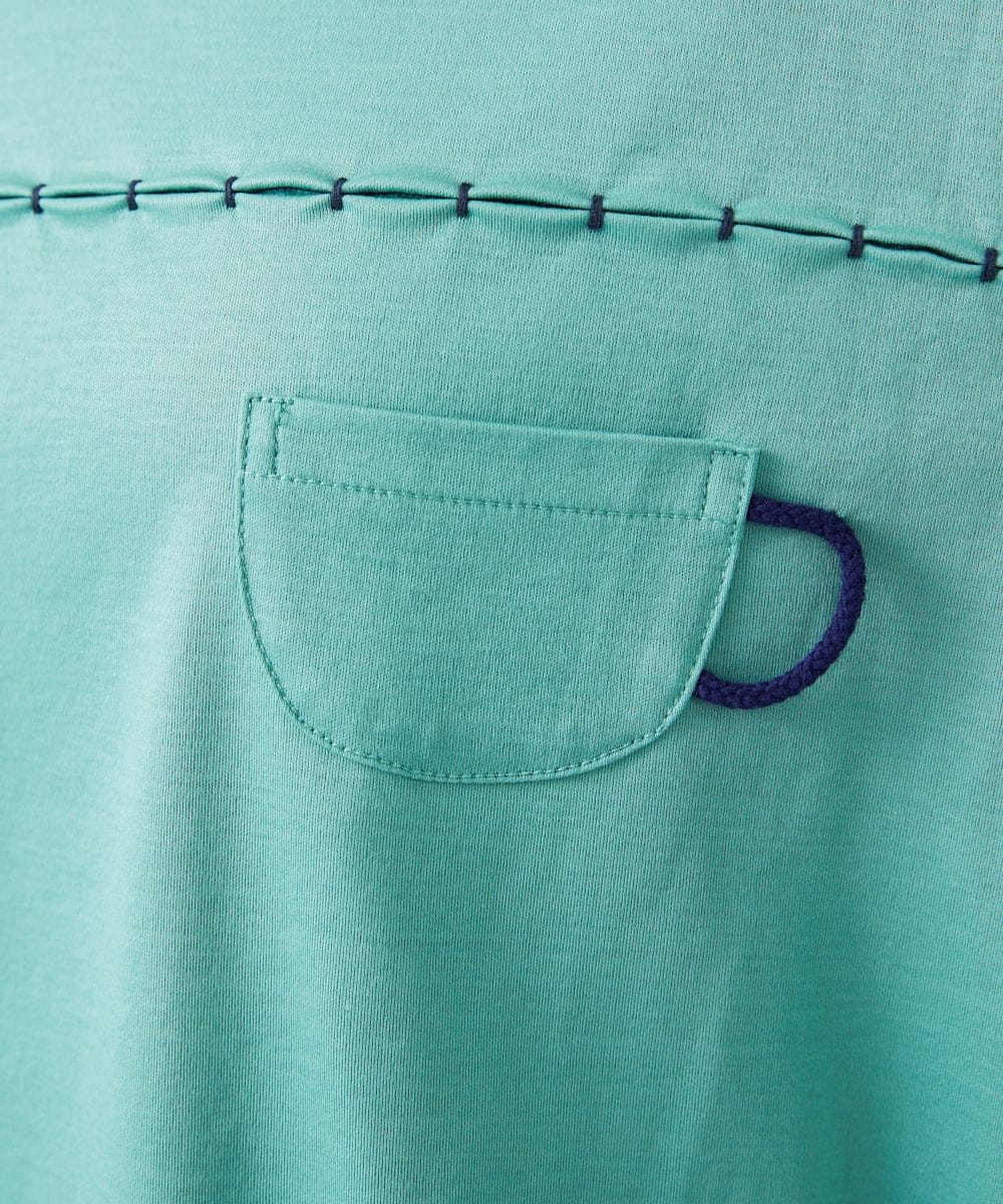 NGKGA52210 GIANNI LO GIUDICE(ジャンニ ロ ジュディチェ) [洗える]アンチスウェットステッチ刺繍カットソー ライトグリーン