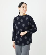 NGKGB03230 GIANNI LO GIUDICE(ジャンニ ロ ジュディチェ) [洗える・日本製]強撚コットンドットジャガードカットソー ネイビー
