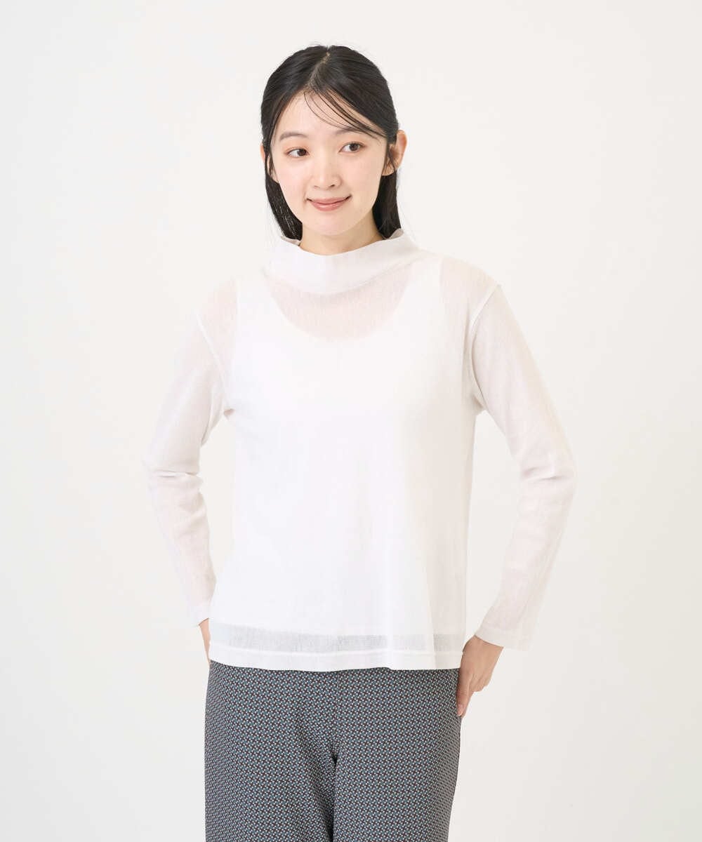 NGKGD13120 GIANNI LO GIUDICE(ジャンニ ロ ジュディチェ) [洗える・日本製]コットンチュールカットソー ライトグレー