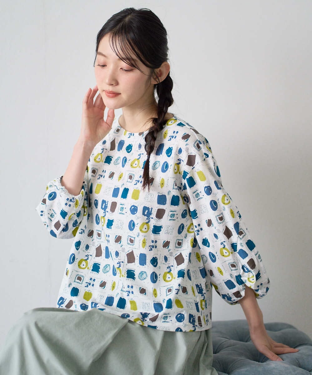 NGKGD20230 GIANNI LO GIUDICE(ジャンニ ロ ジュディチェ) [洗える・日本製]マーベラステンジクプリントカットソー グリーン