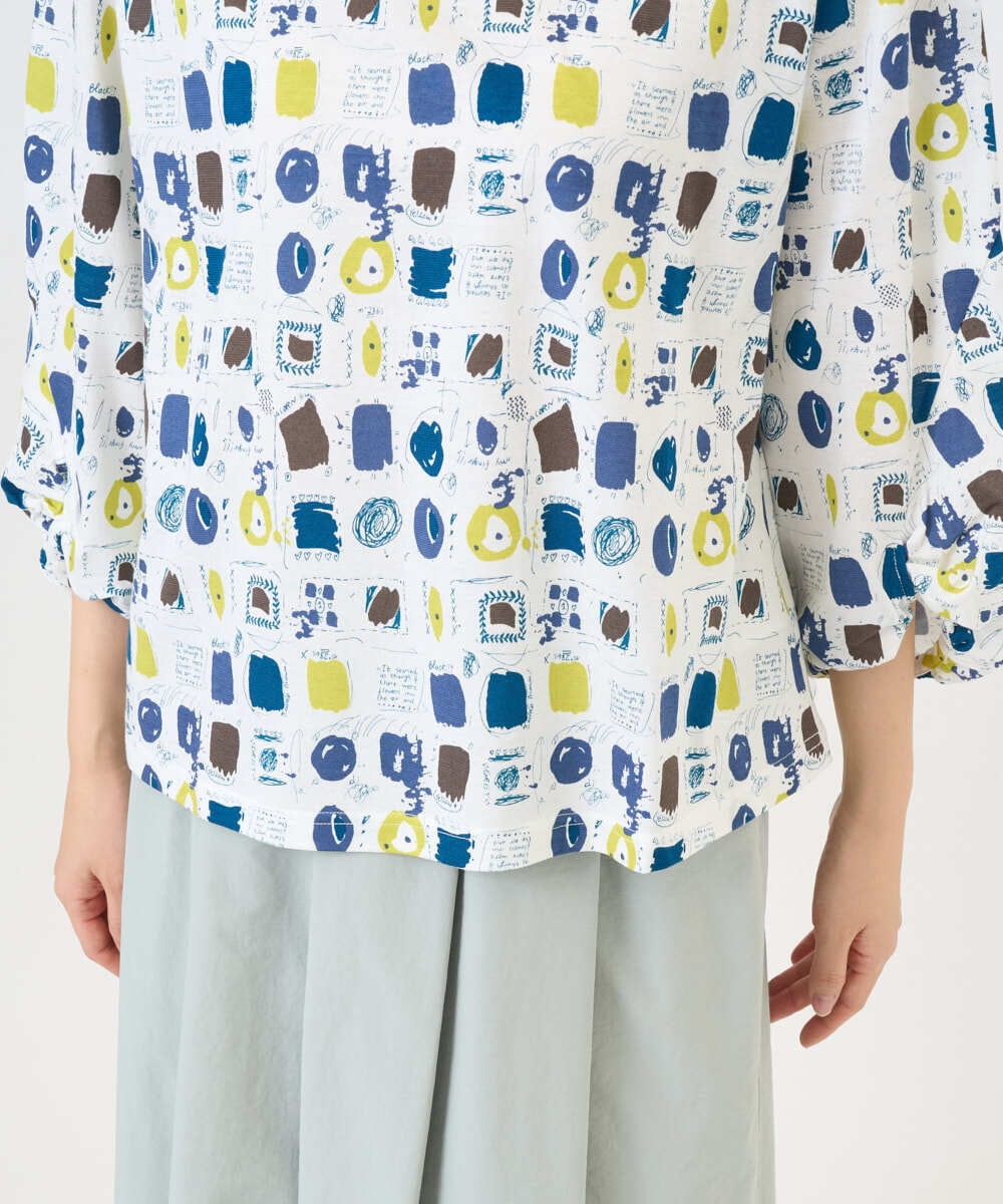 NGKGD20230 GIANNI LO GIUDICE(ジャンニ ロ ジュディチェ) [洗える・日本製]マーベラステンジクプリントカットソー グリーン