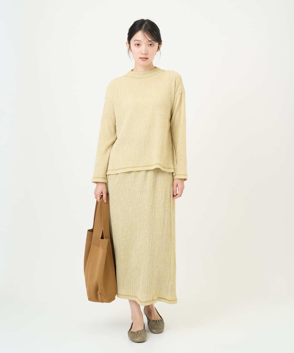 NGKGD30190 GIANNI LO GIUDICE(ジャンニ ロ ジュディチェ) [洗える・日本製]カールマイヤーチェックカットソー イエローベージュ