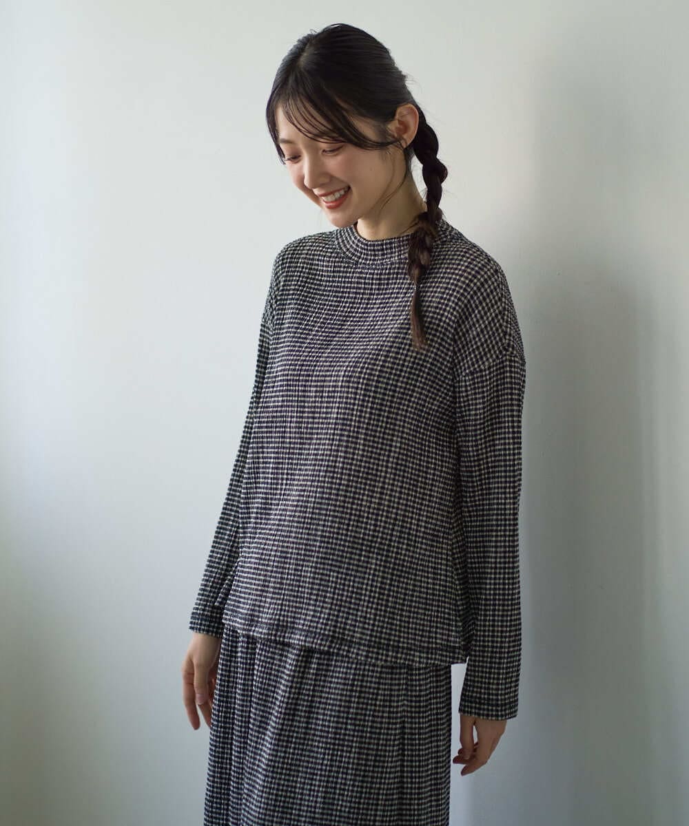 NGKGD30190 GIANNI LO GIUDICE(ジャンニ ロ ジュディチェ) [洗える・日本製]カールマイヤーチェックカットソー ブラック