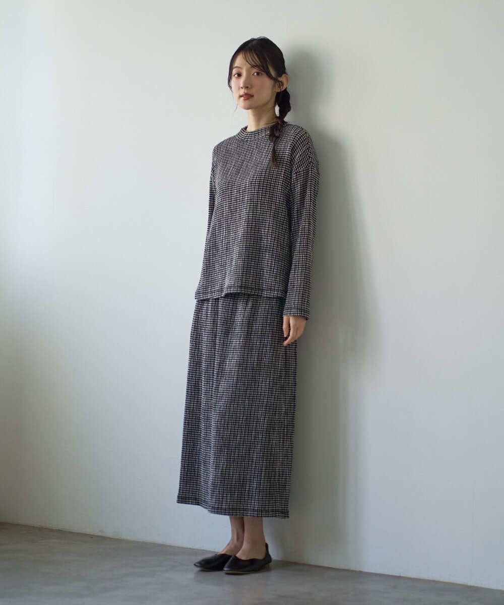 NGKGD30190 GIANNI LO GIUDICE(ジャンニ ロ ジュディチェ) [洗える・日本製]カールマイヤーチェックカットソー ブラック