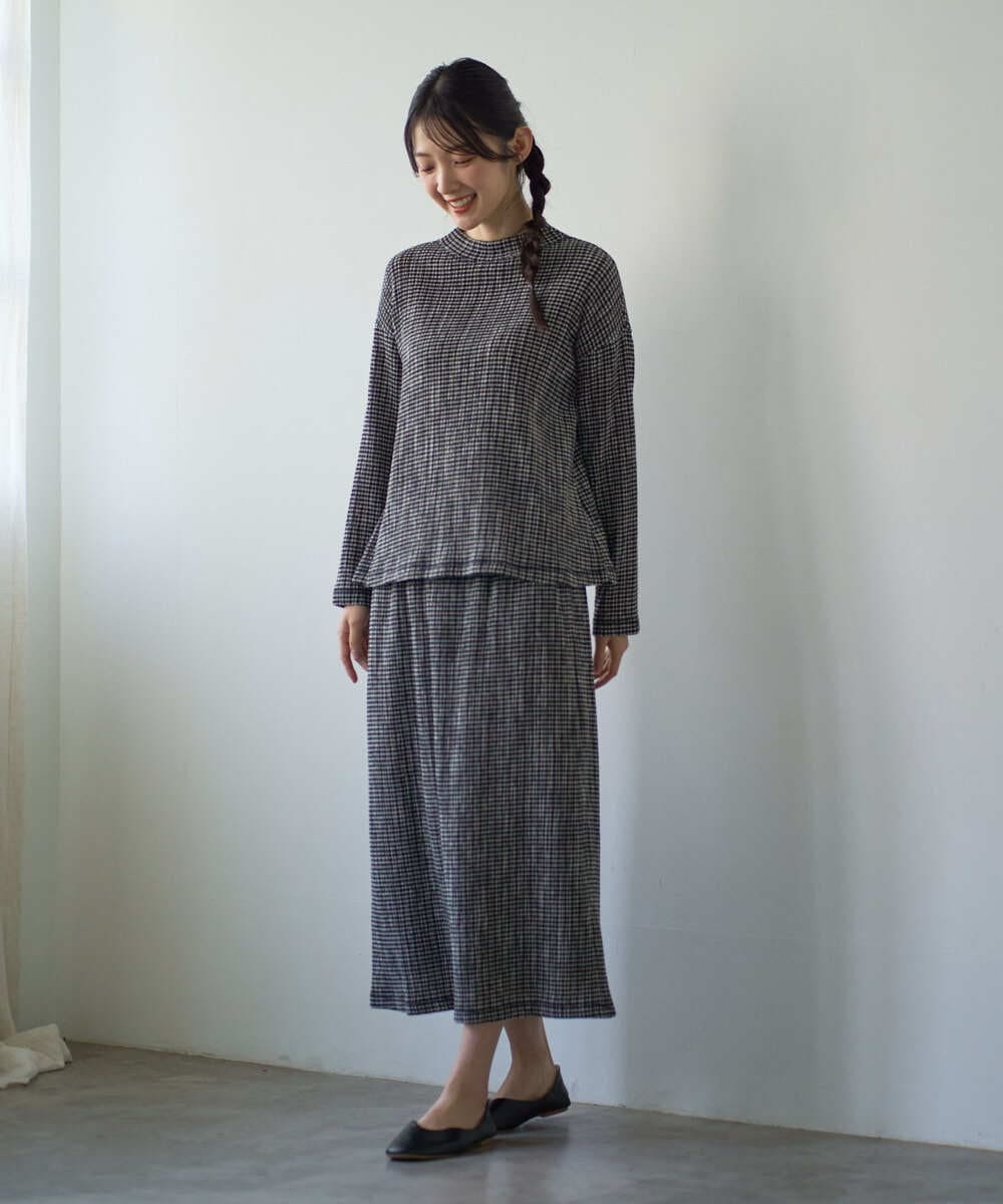 NGKGD30190 GIANNI LO GIUDICE(ジャンニ ロ ジュディチェ) [洗える・日本製]カールマイヤーチェックカットソー ブラック