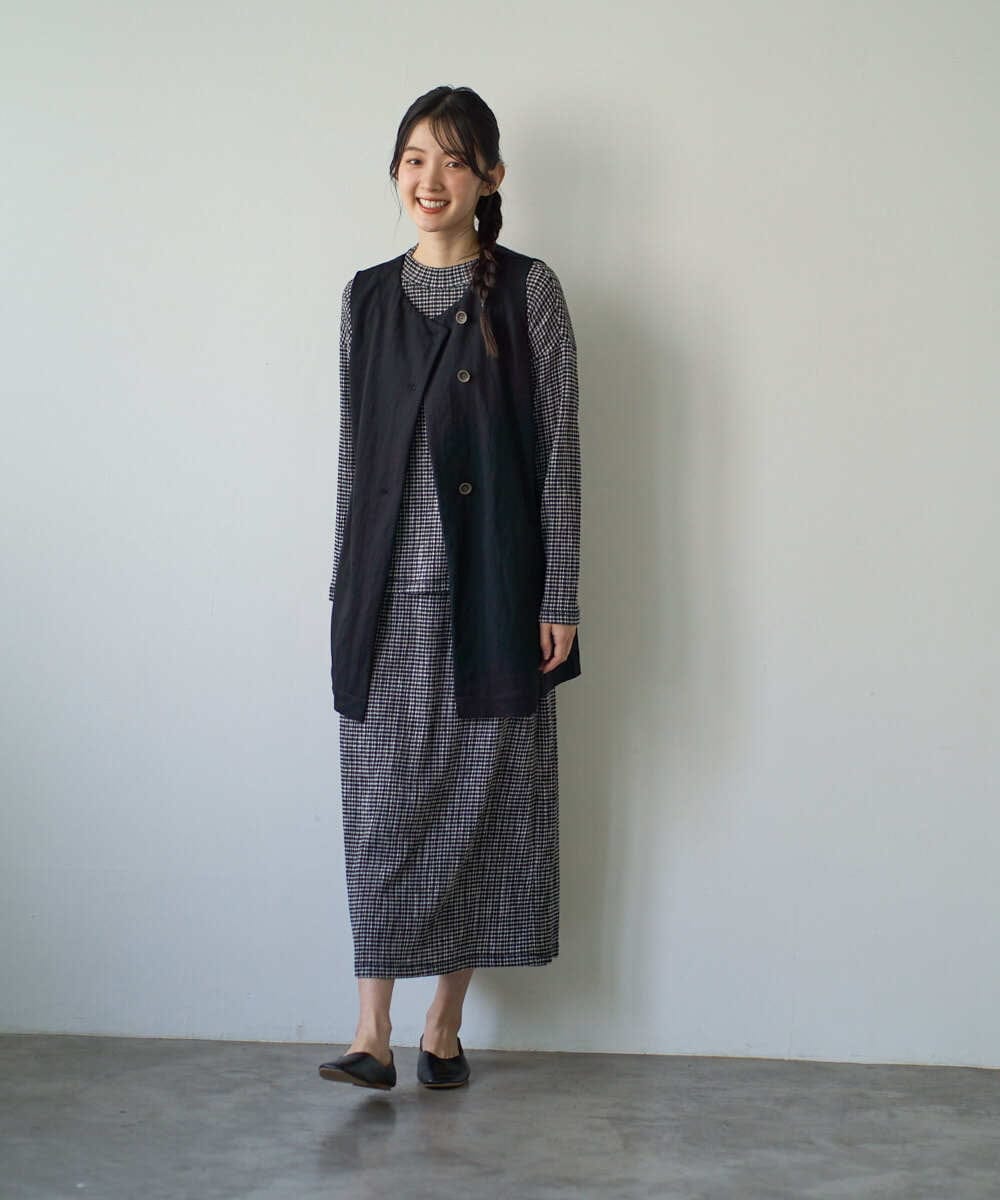 NGKGD30190 GIANNI LO GIUDICE(ジャンニ ロ ジュディチェ) [洗える・日本製]カールマイヤーチェックカットソー ブラック